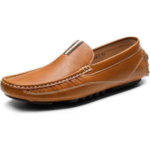 Bruno Marc Men's Tan Driving Moccasins Penny Slip On Loafer Shoes Size 10